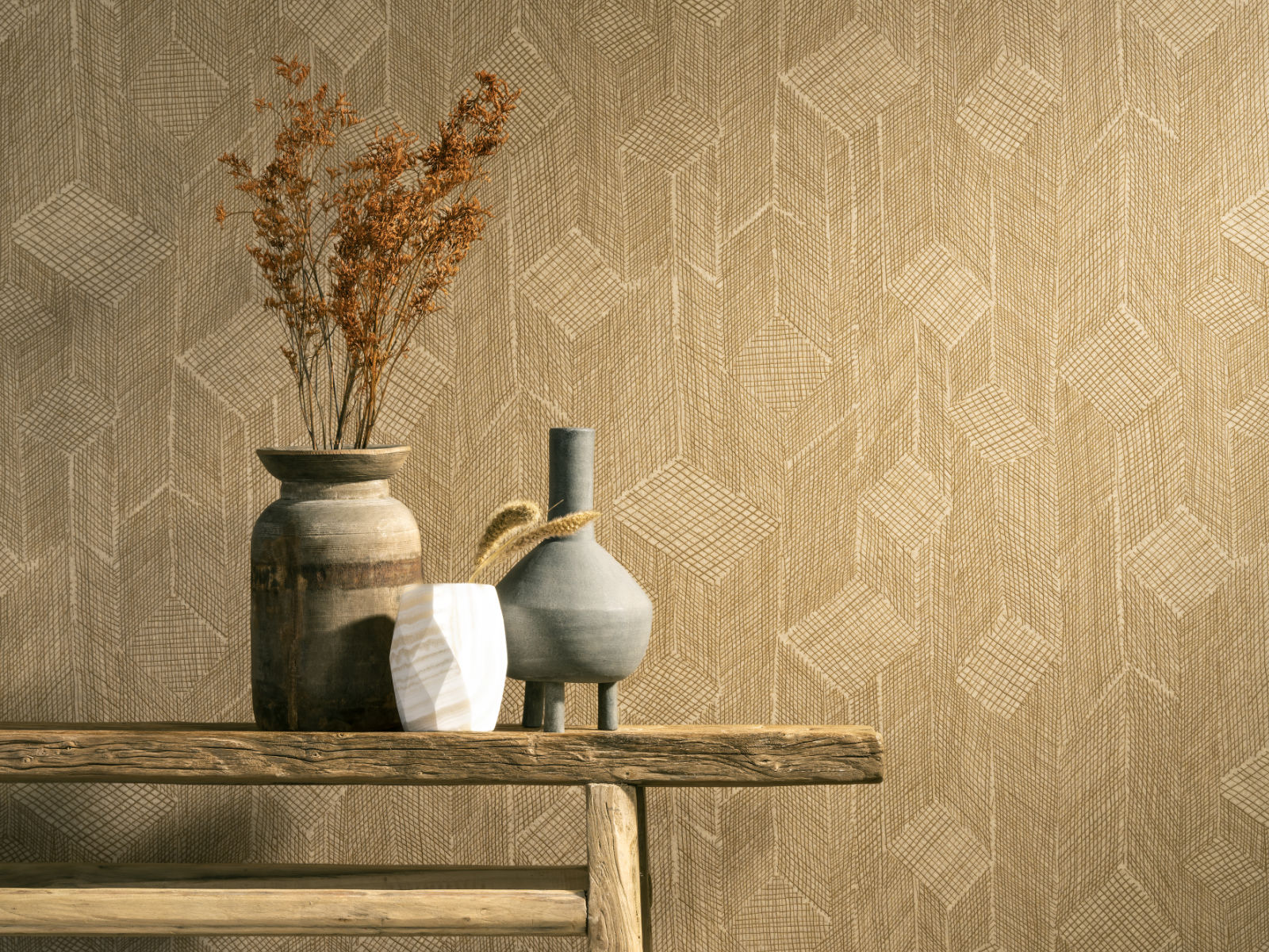 Hoe breng je behang met een verspringende aanzet aan op de muur?