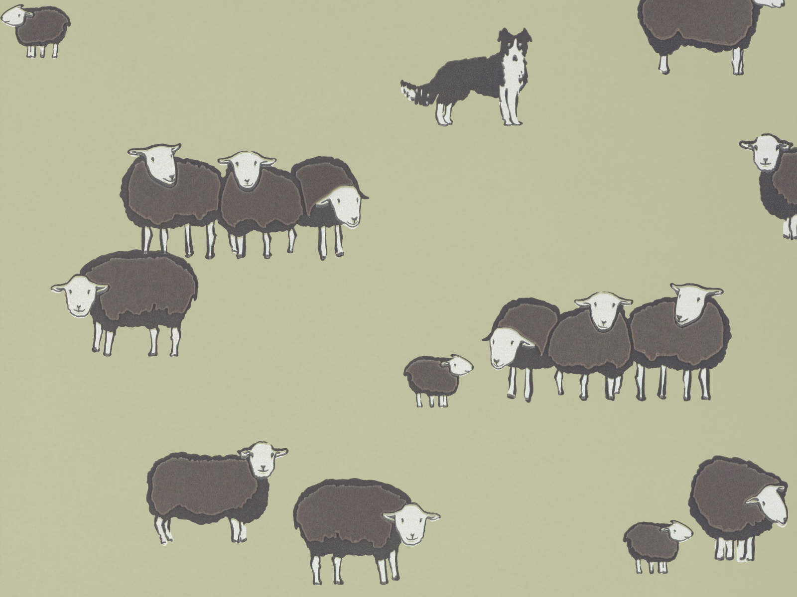 Little Greene Storybook Papers Nip & Lassie Kitchen Green - 0231NIKITCH