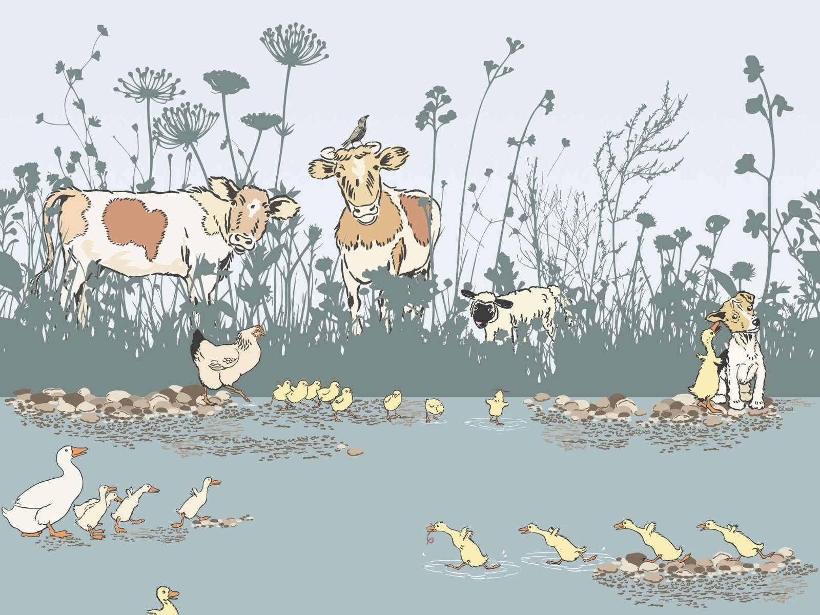 Little Greene Storybook Papers Riverside Capers Moo - 0231RIMOOZZ