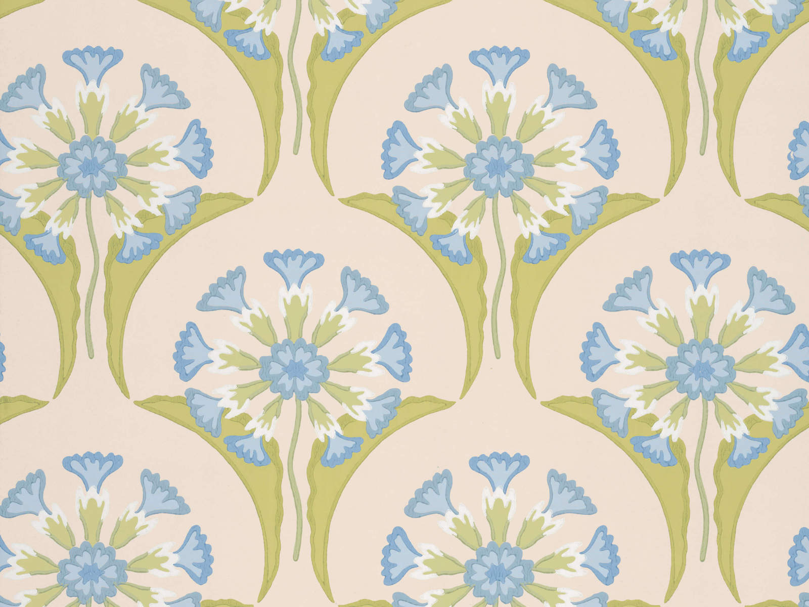 Little Greene Behang National Trust Papers Hencroft - Blue Primula