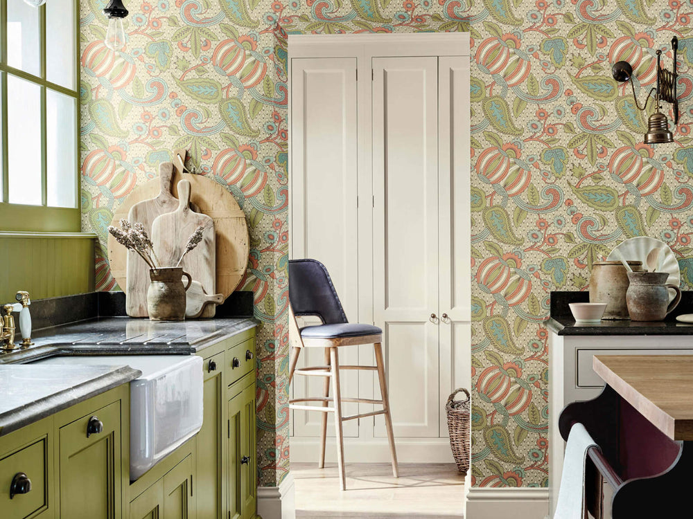 Little Greene Behang National Trust Papers Pomegranate - Bazaar