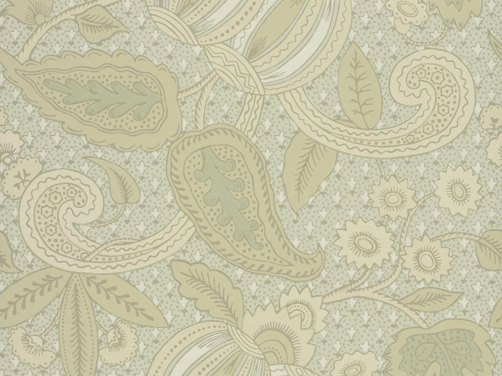 Little Greene Behang National Trust Papers Pomegranate - Green Scale