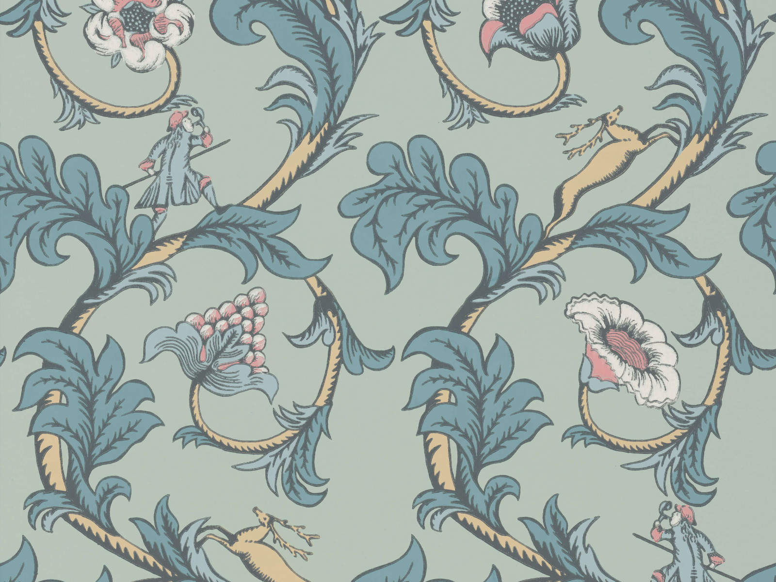Little Greene Behang National Trust Papers Stag Trail - Arsenic