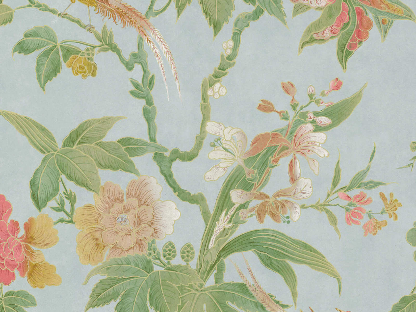 Little Greene Behang Archive Trails Paradise - Blue