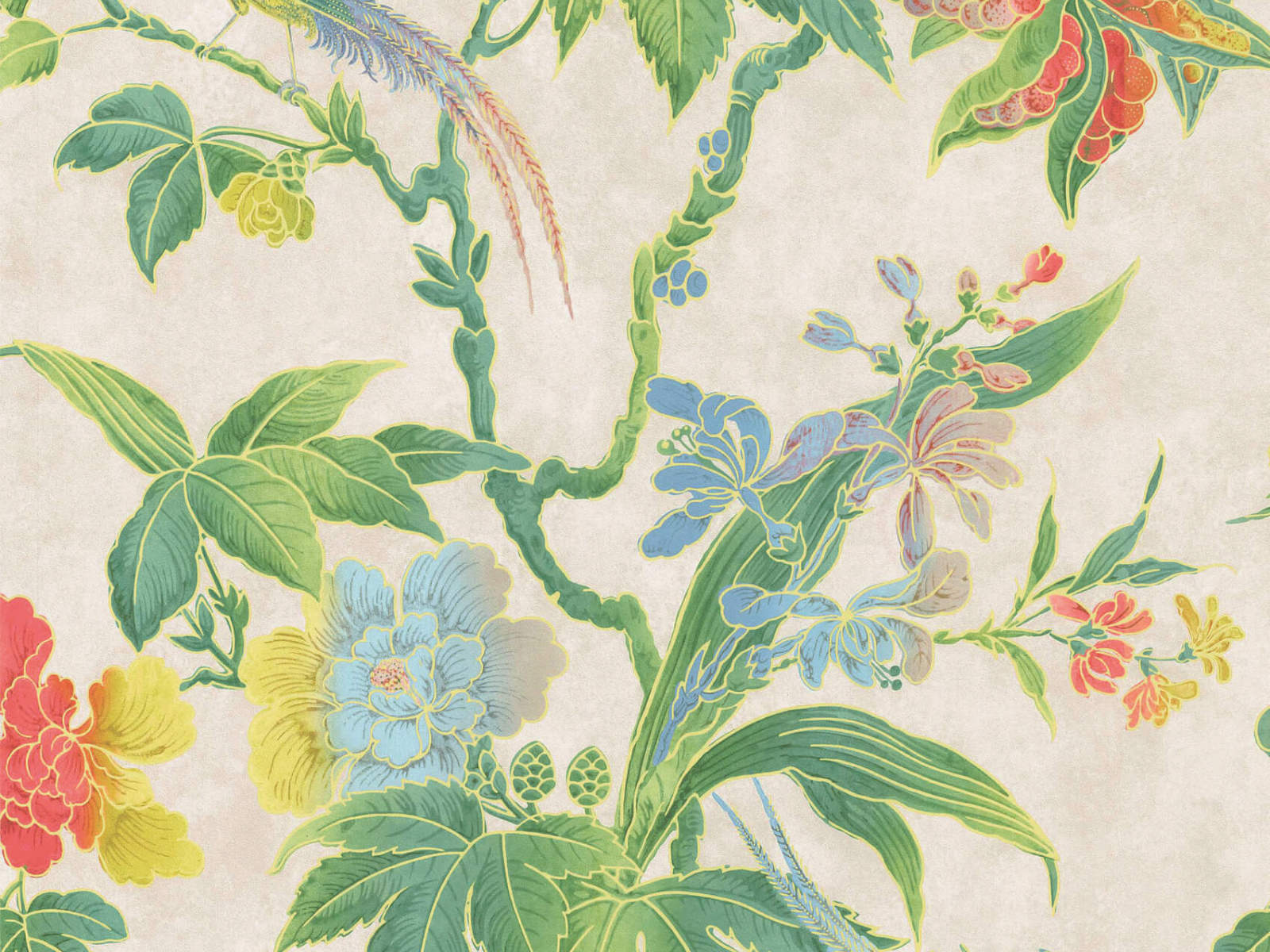 Little Greene Behang Archive Trails Paradise - Feather