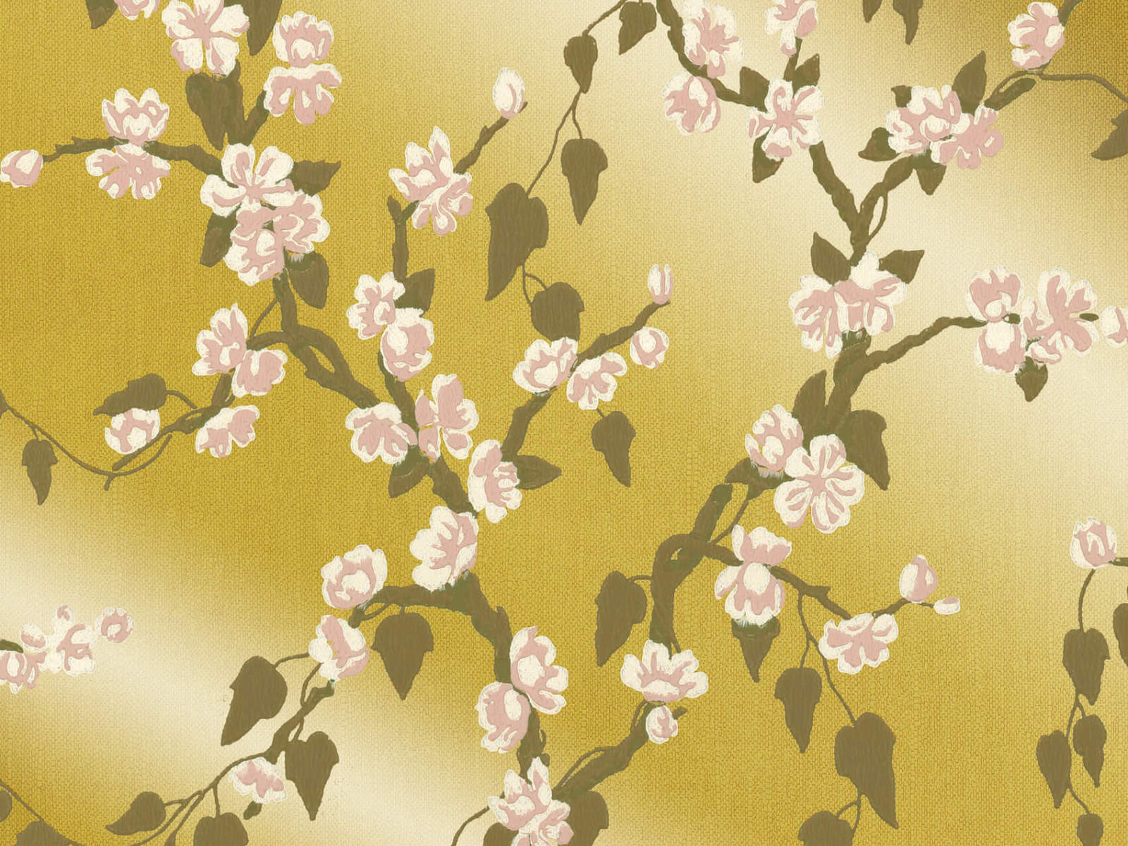 Little Greene Behang Archive Trails Sakura - Yellow Lustre