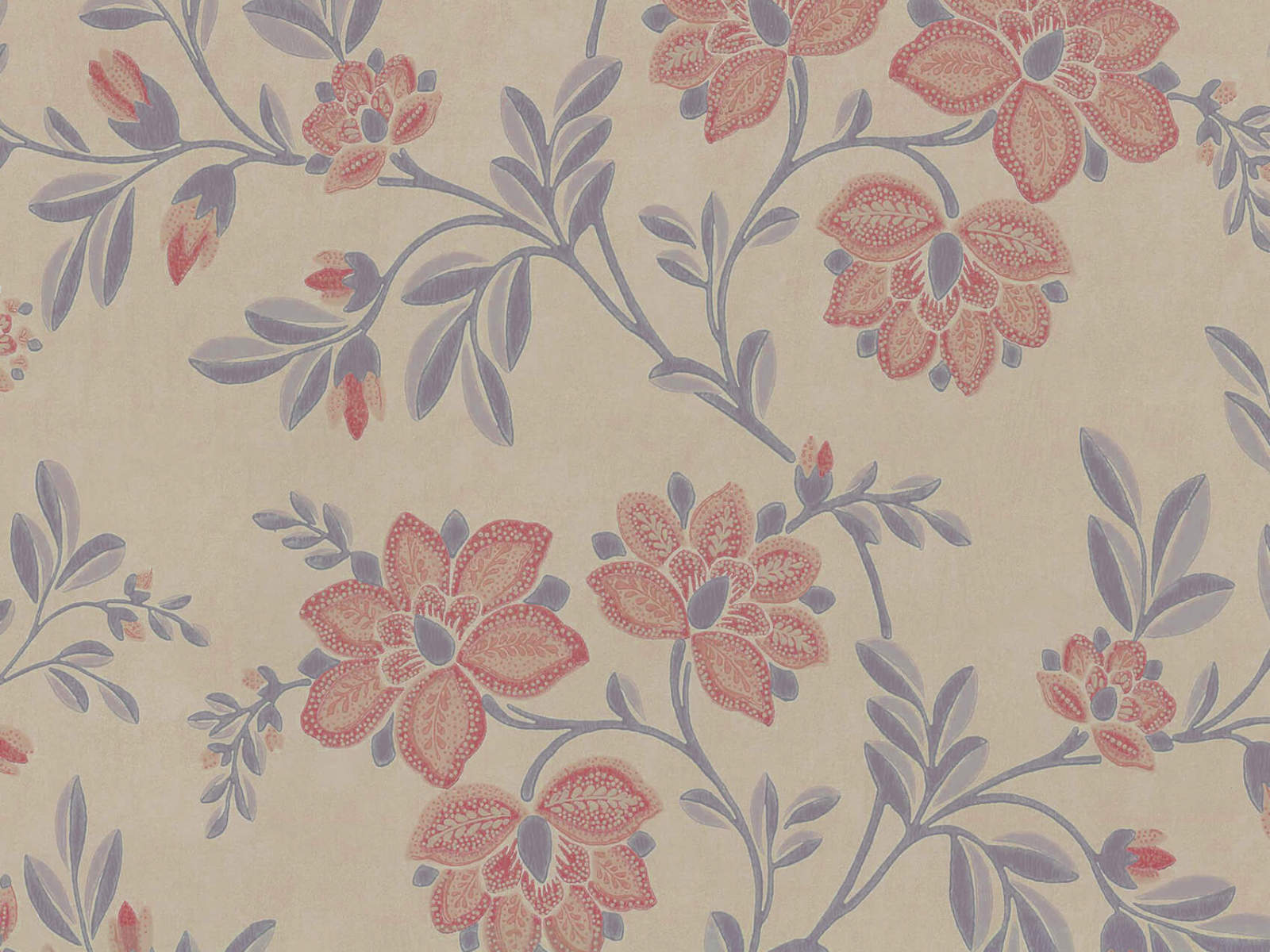 Little Greene Behang Archive Trails Stitch - Berry