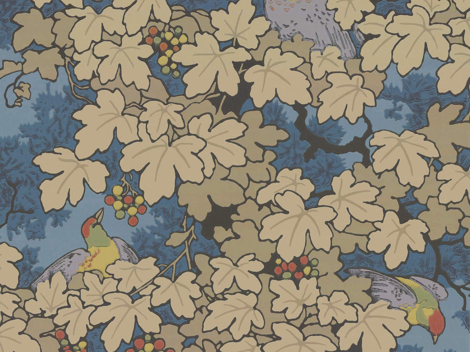 Little Greene Behang Archive Trails Vine - Bleu