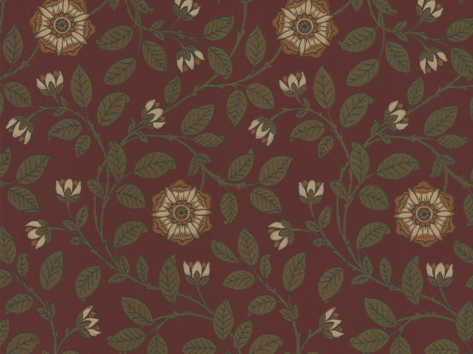 Little Greene Behang London Wallpapers IV Richmond Green - Revival Red