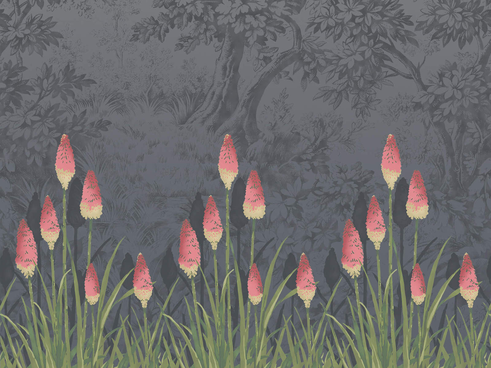 Little Greene Behang Upper Brook Street - Minuit