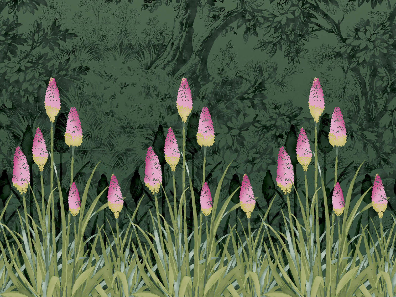 Little Greene Behang National Trust Papers III Upper Brook Street - Night Garden