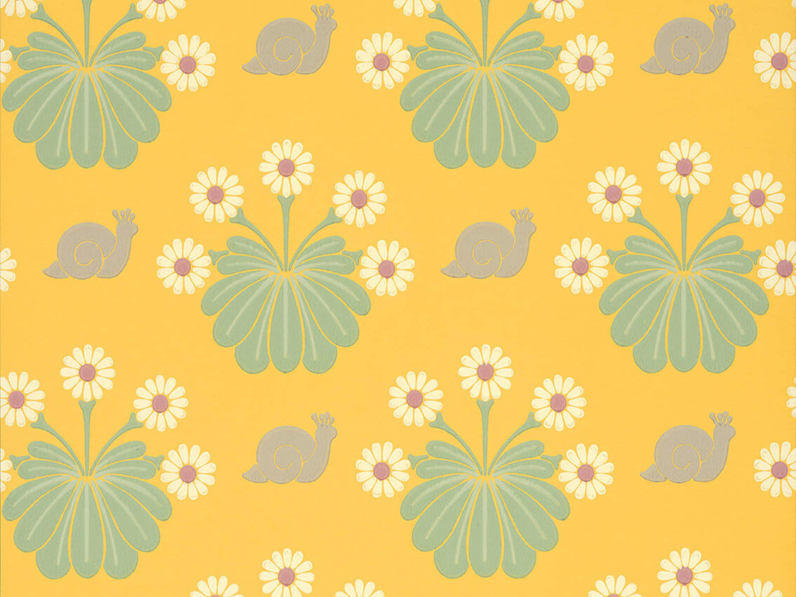 Little Greene Behang National Trust Papers II Burges Snail - Lemon