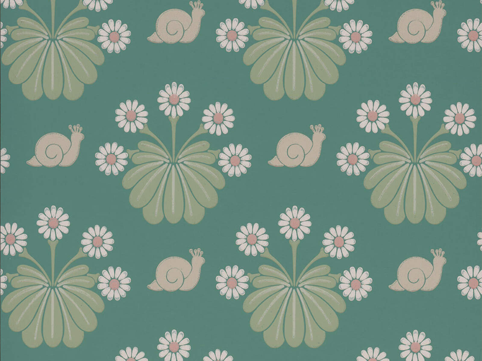 Little Greene Behang National Trust Papers II Burges Snail - Ocean