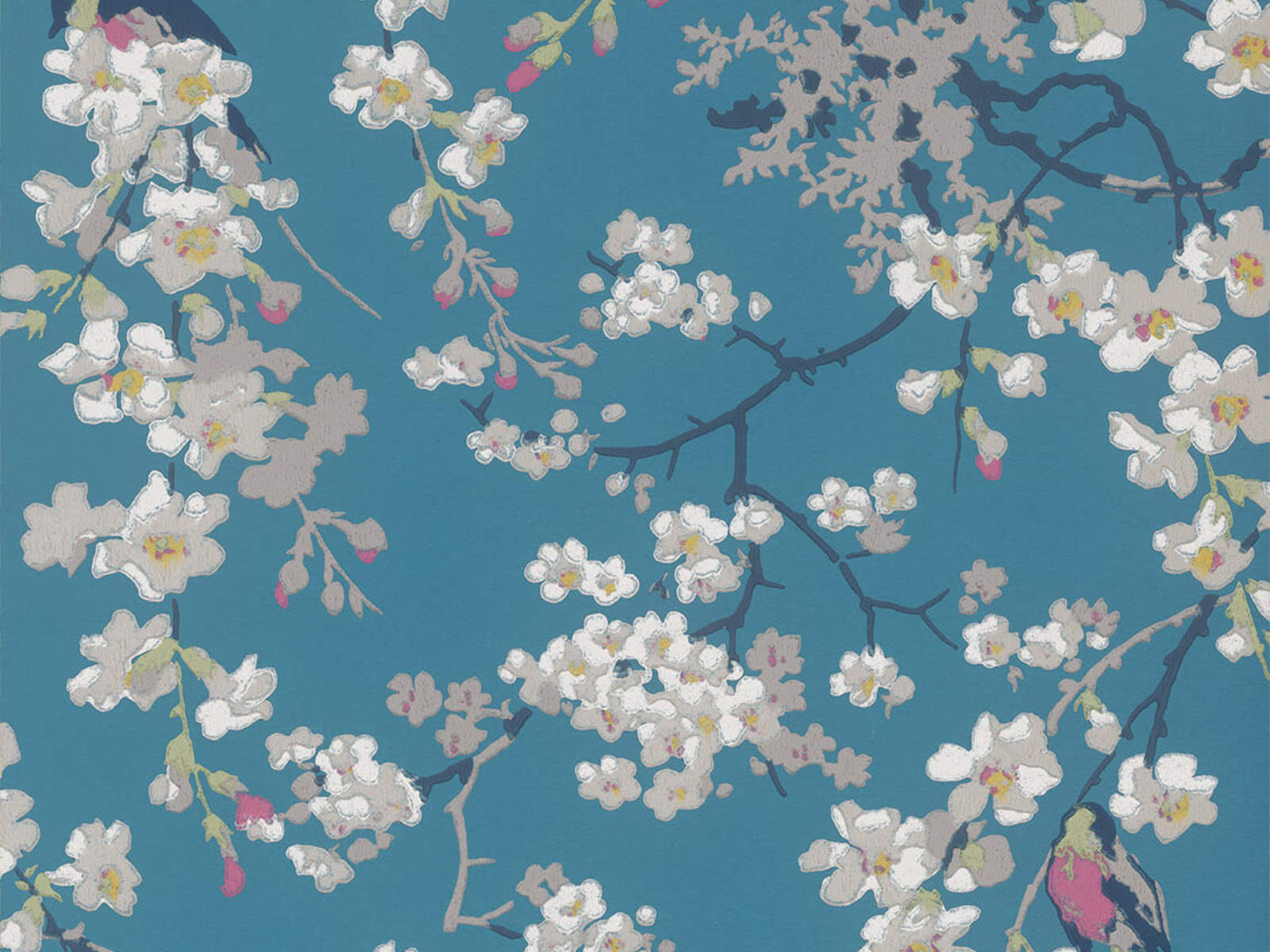 Little Greene Behang National Trust Papers II Massingberd Blossom - Deep Blue