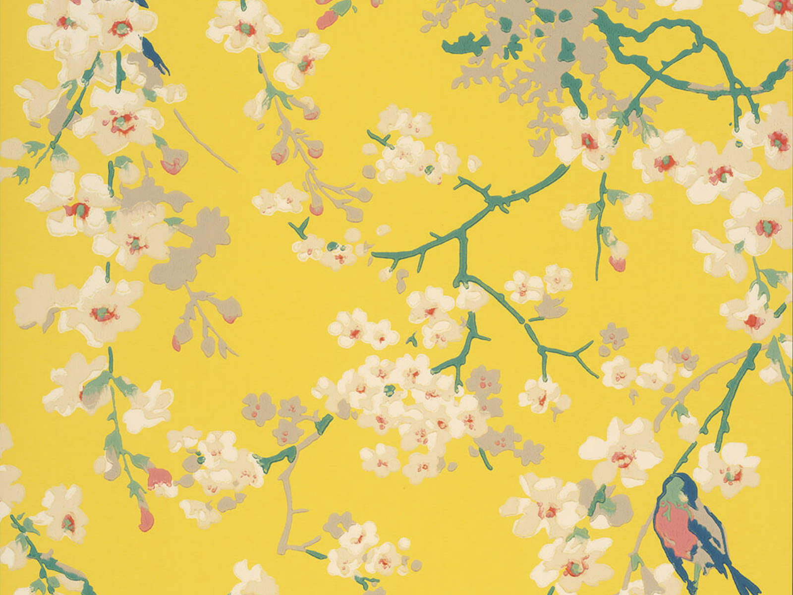 Little Greene Behang National Trust Papers II Massingberd Blossom - Yellow