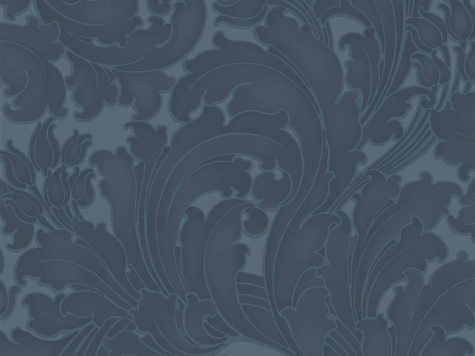 Little Greene Behang National Trust Papers II Tulip - Blue Black
