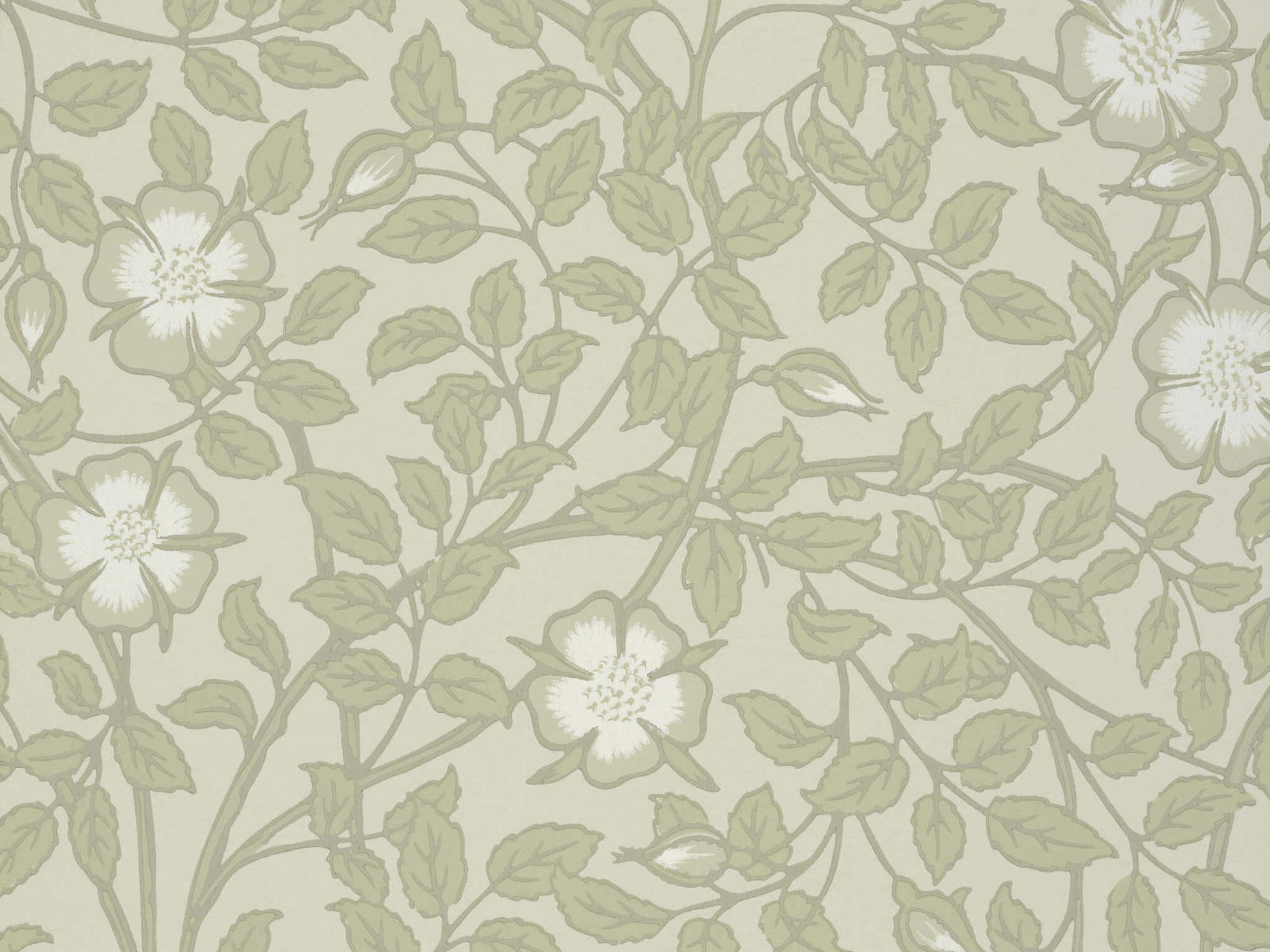 Little Greene Behang National Trust Papers III Briar Rose - Green Stone