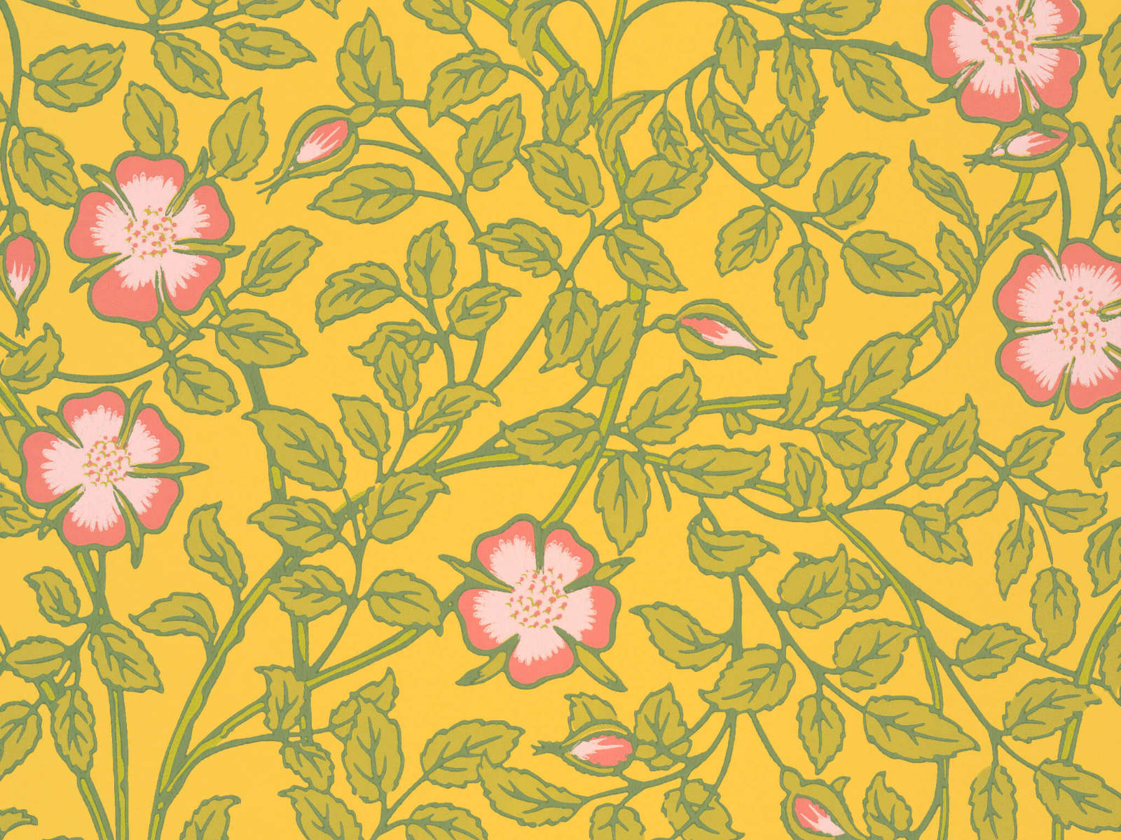 Little Greene Behang National Trust Papers III Briar Rose - Indian Yellow