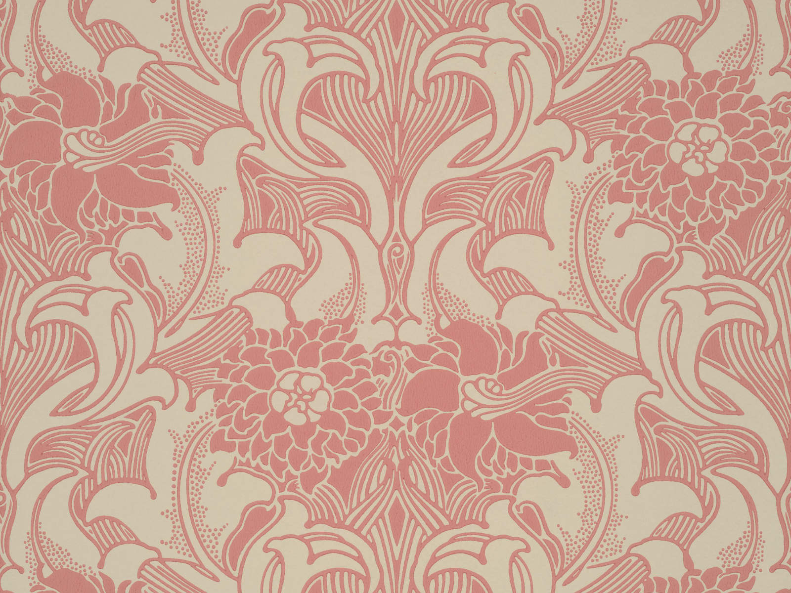 Little Greene Behang National Trust Papers III Dhalia Scroll - Carmine