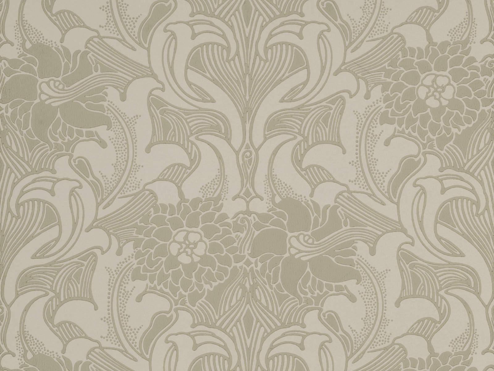Little Greene Behang National Trust Papers III Dhalia Scroll - French Grey
