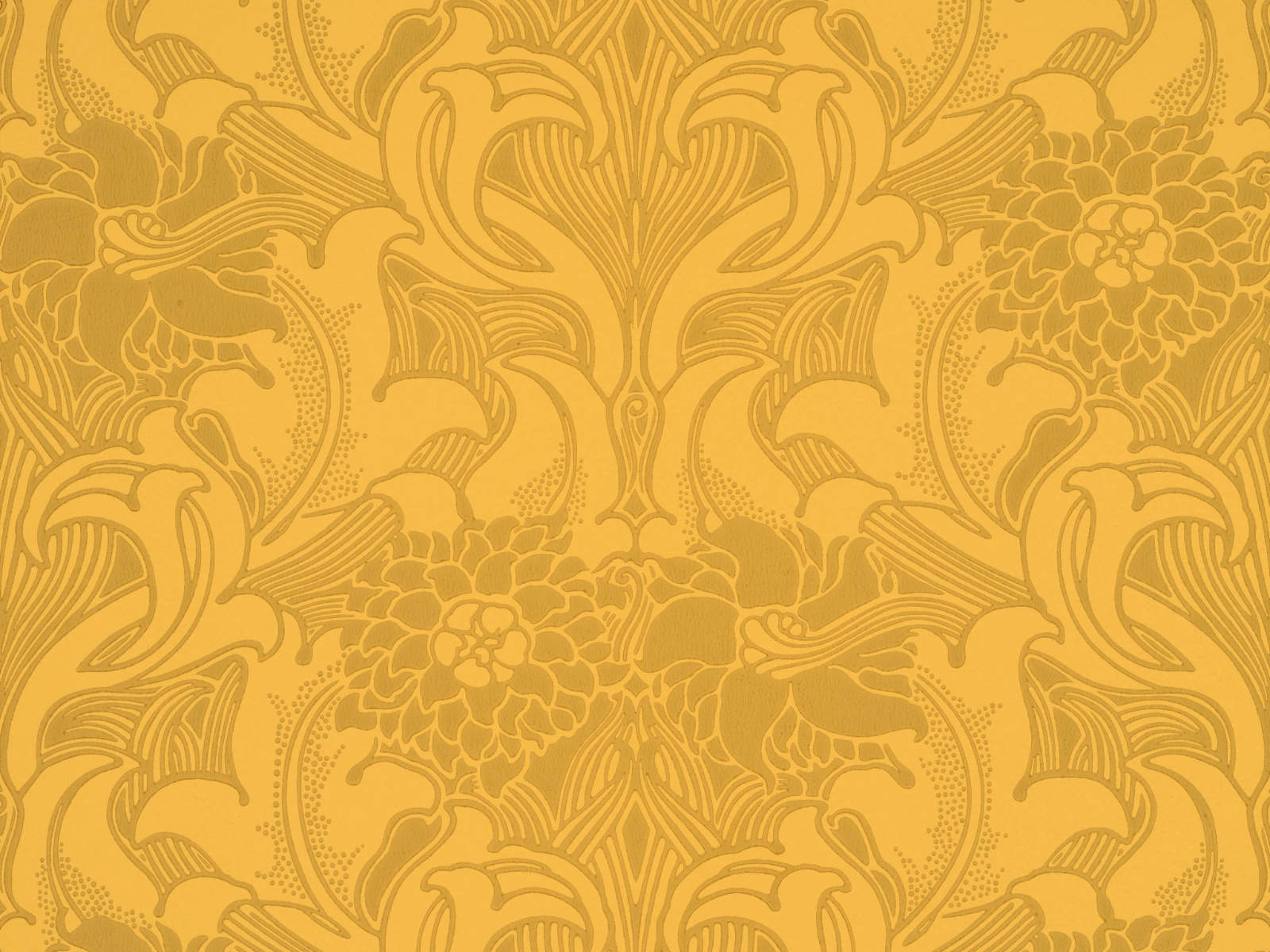 Little Greene Behang National Trust Papers III Dhalia Scroll - Giallo