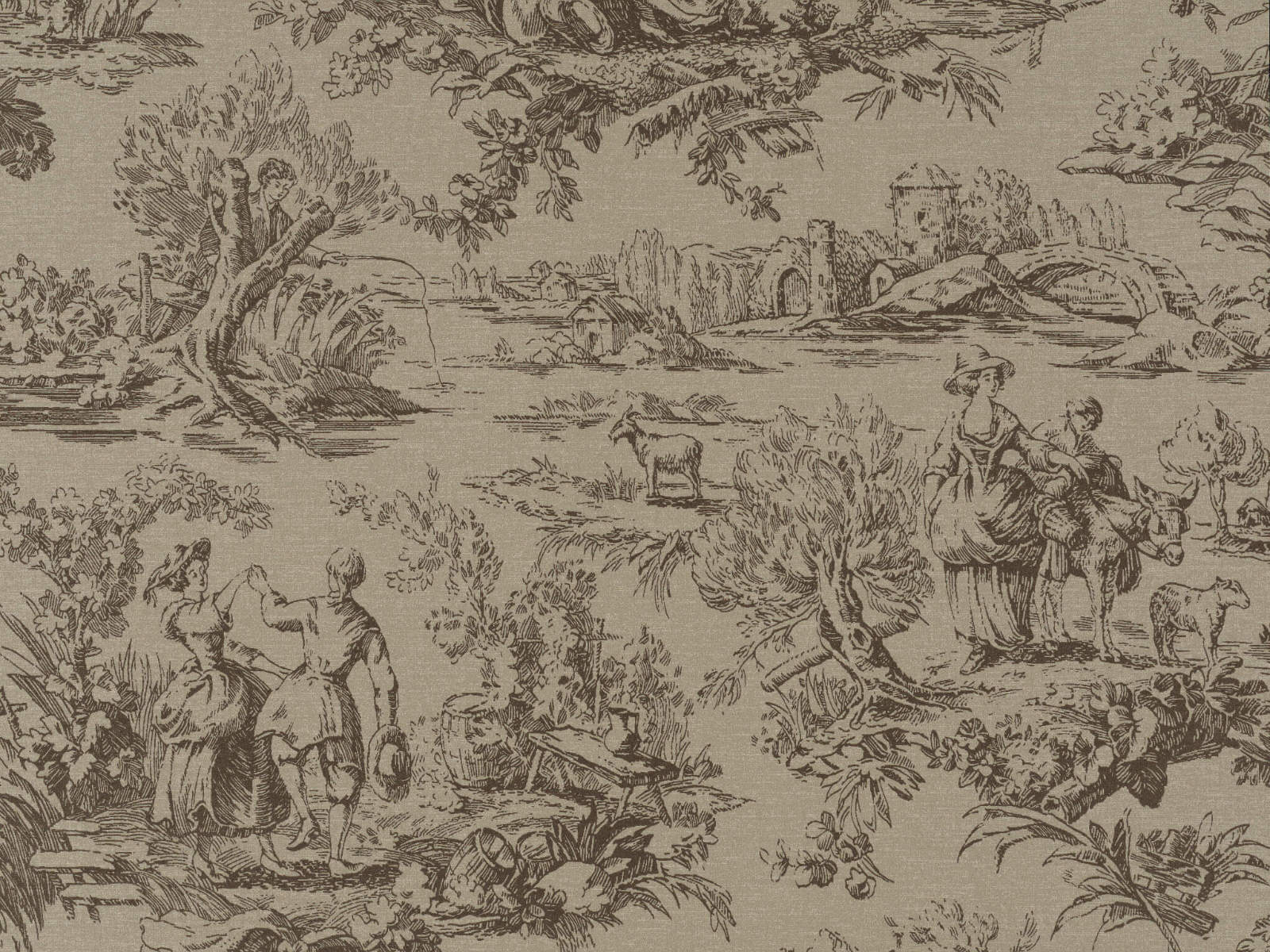 Little Greene Behang National Trust Papers III Lovers' Toile - Attic II