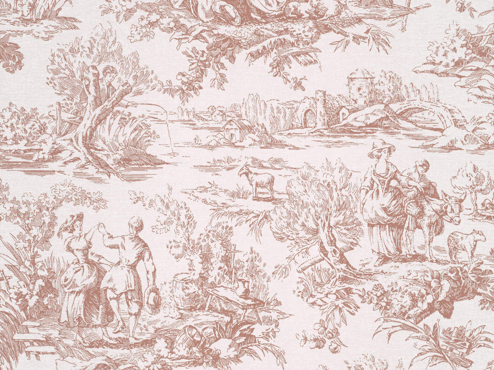 Little Greene Behang National Trust Papers III Lovers' Toile - Blush