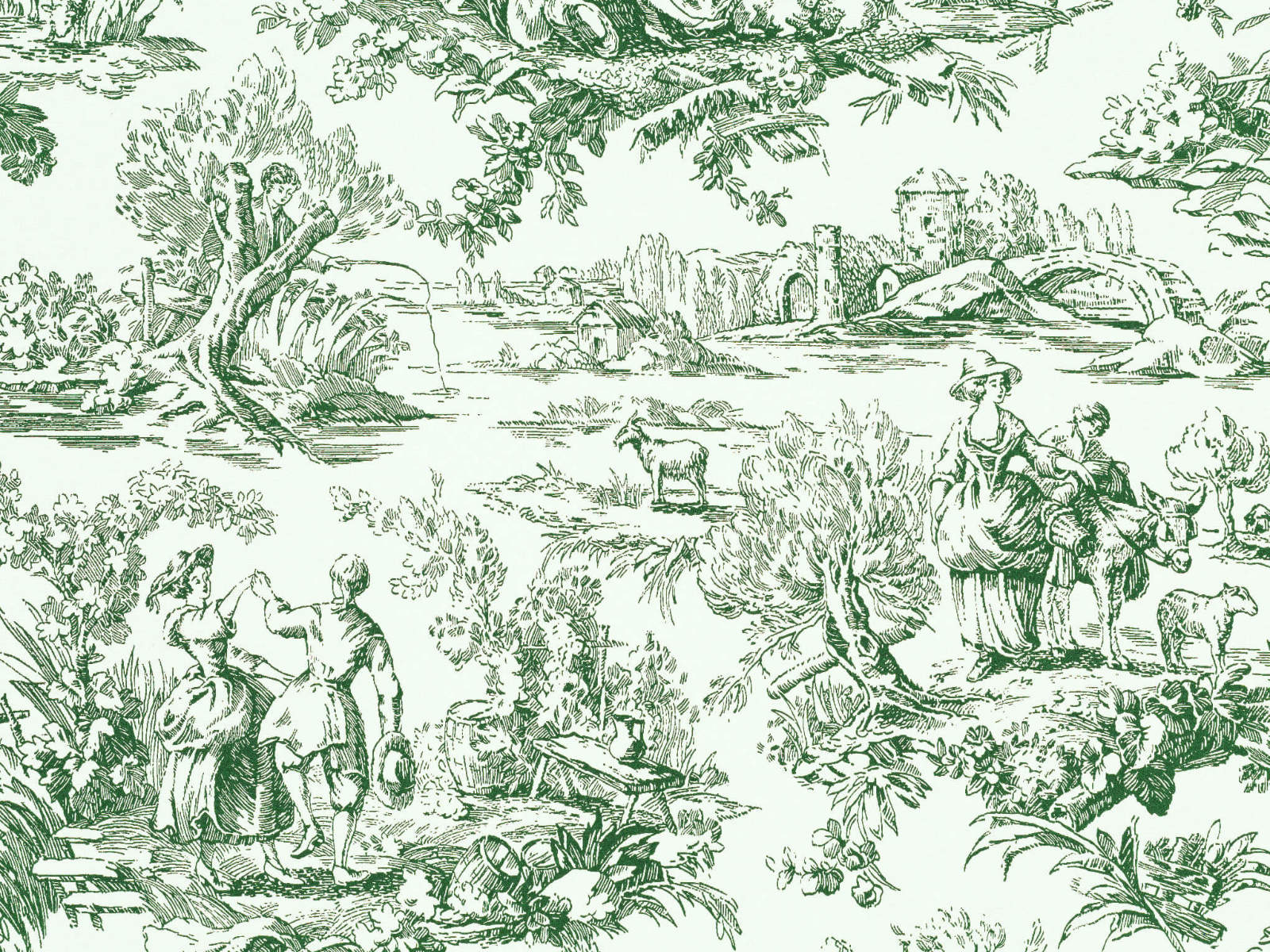 Little Greene Behang National Trust Papers III Lovers' Toile -  Puck