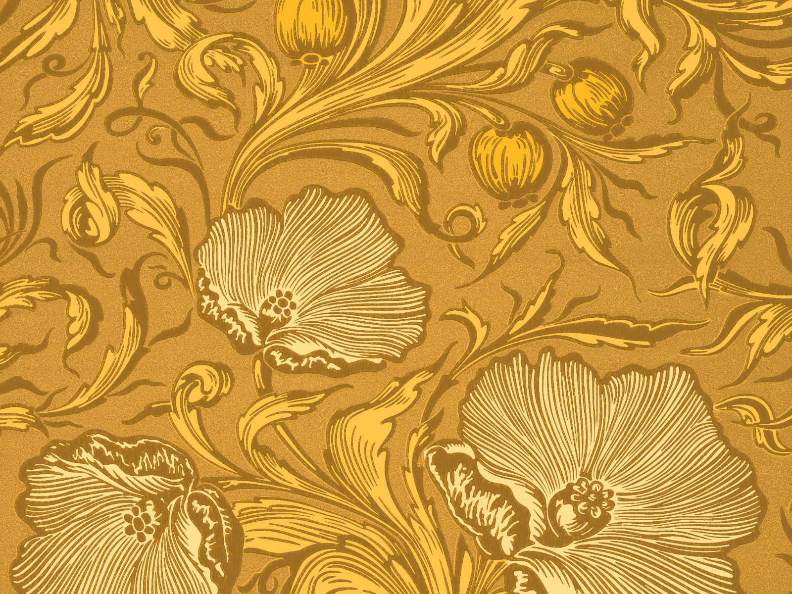 Little Greene Behang National Trust Papers III Poppy Trail - Yellow Pink