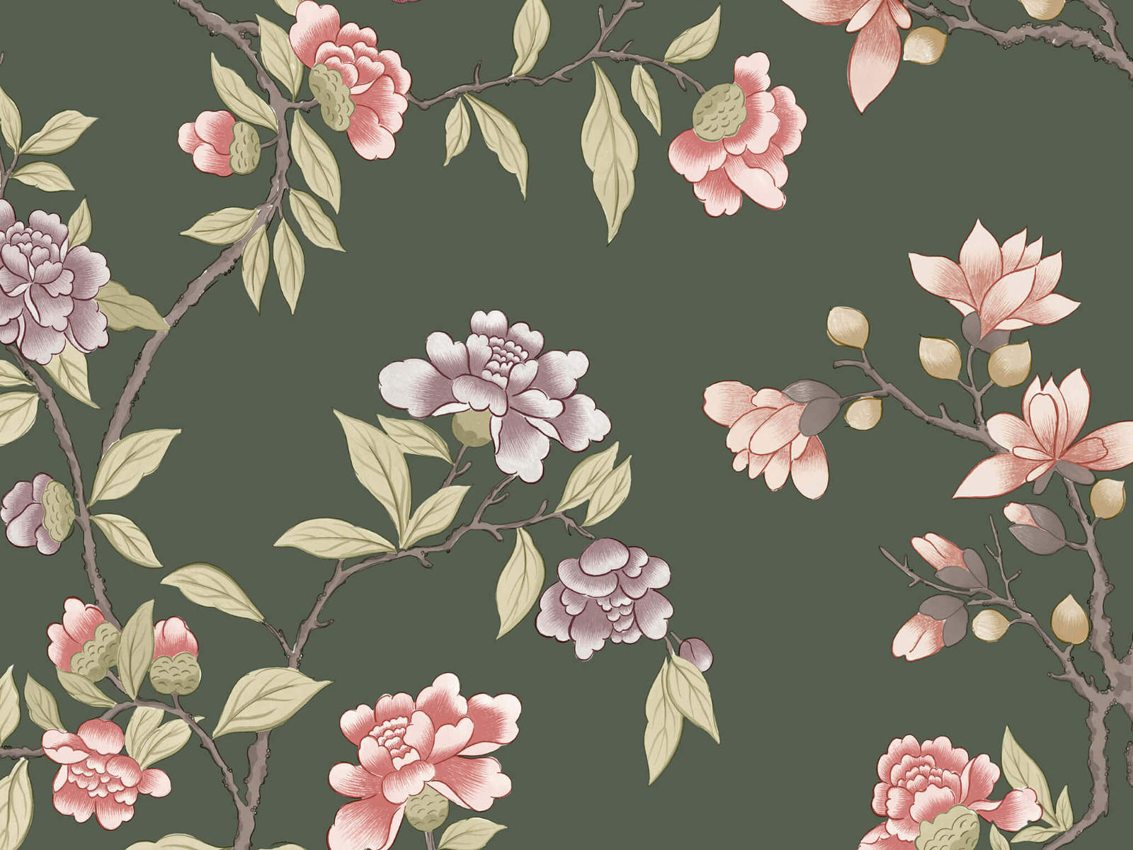 Little Greene National Trust Papers IV Aderyn - Olive Colour