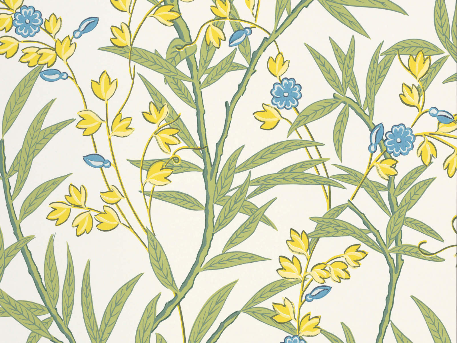 Little Greene National Trust Papers IV Bamboo Floral - Blue Verditer