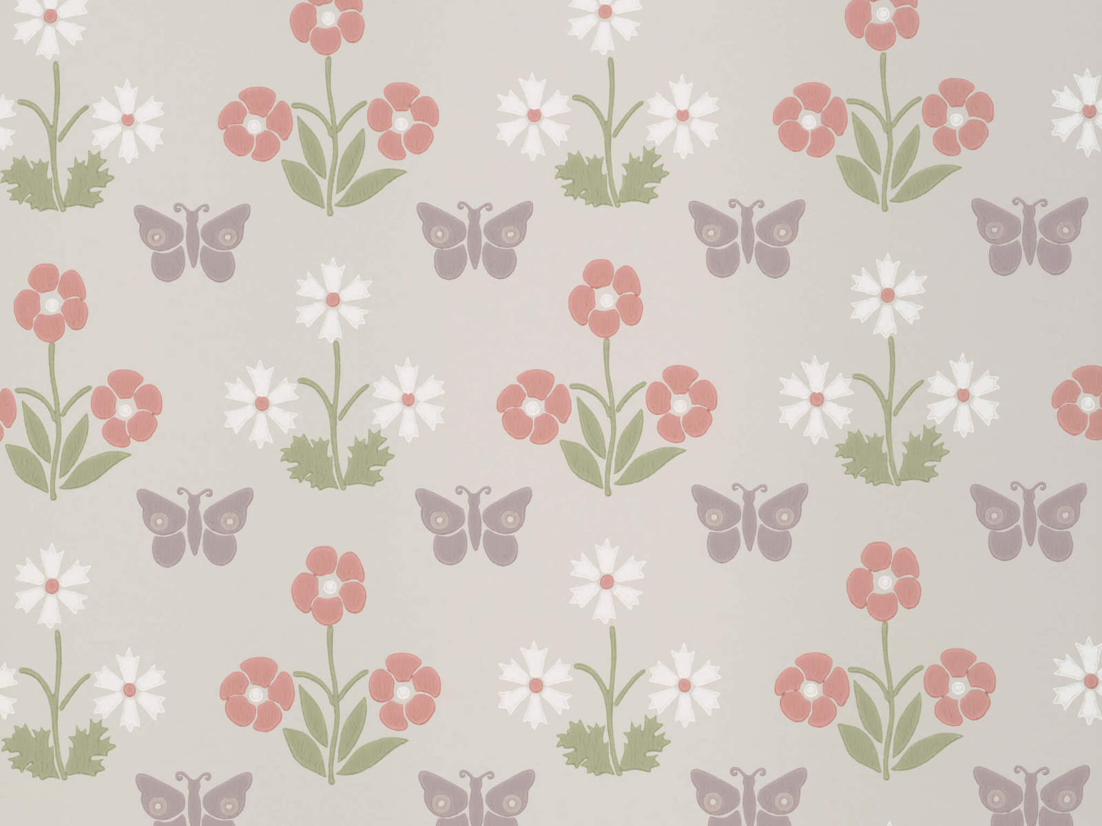 Little Greene National Trust Papers IV Burges Butterfly - French Grey