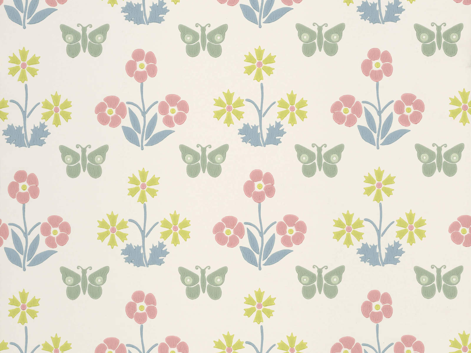 Little Greene National Trust Papers IV Burges Butterfly - Slaked Lime