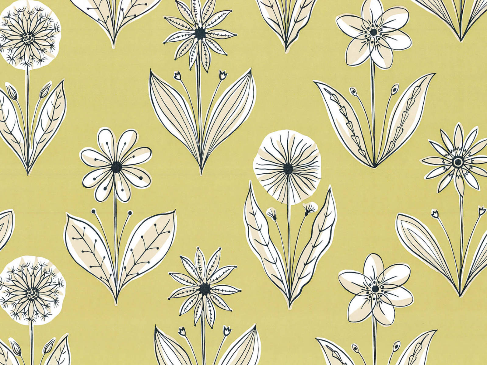 Little Greene Behang 20th Century Papers Florette - Acid drop