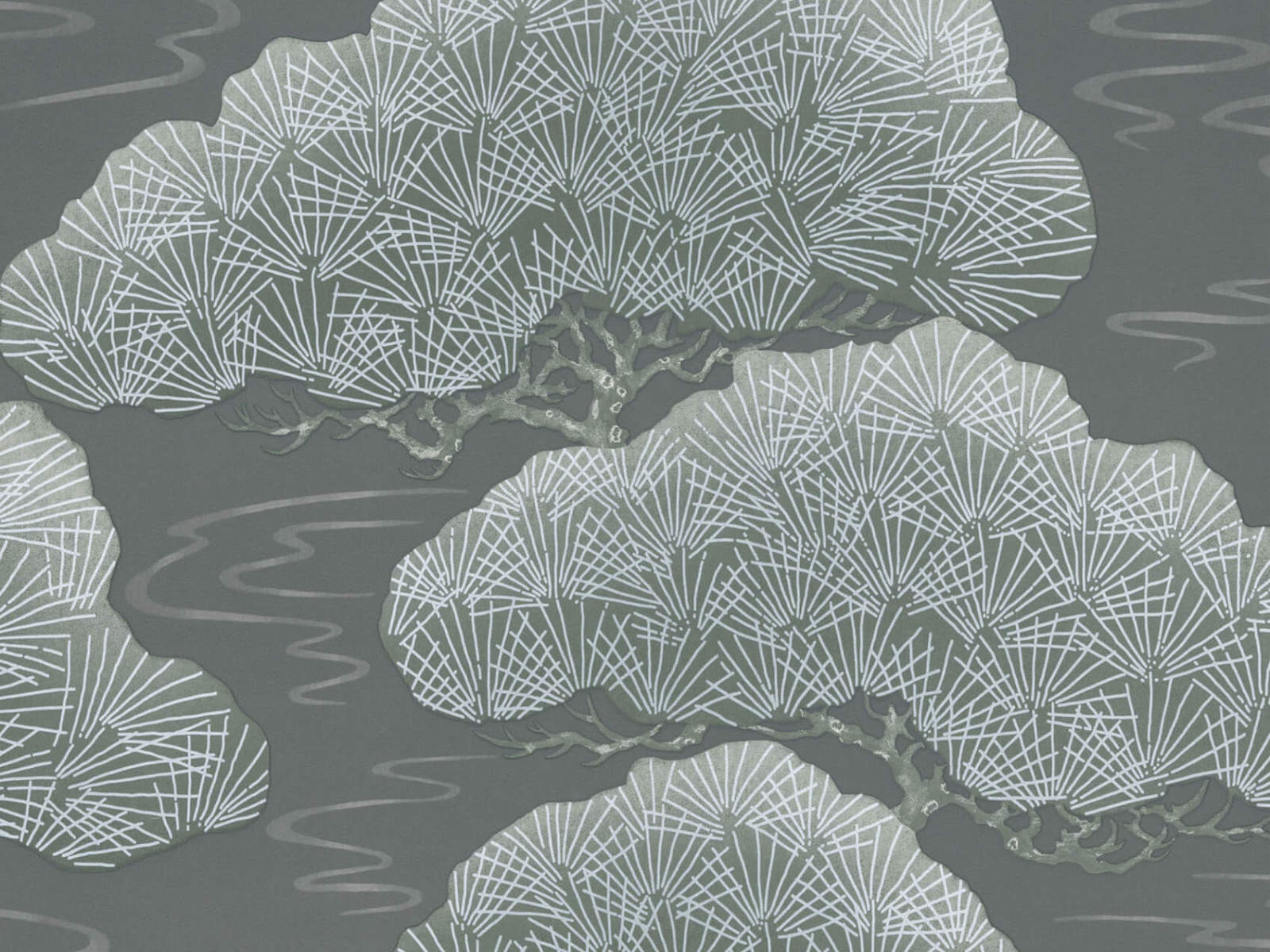 Little Greene Behang 20th Century Papers Pines - Silver Pine