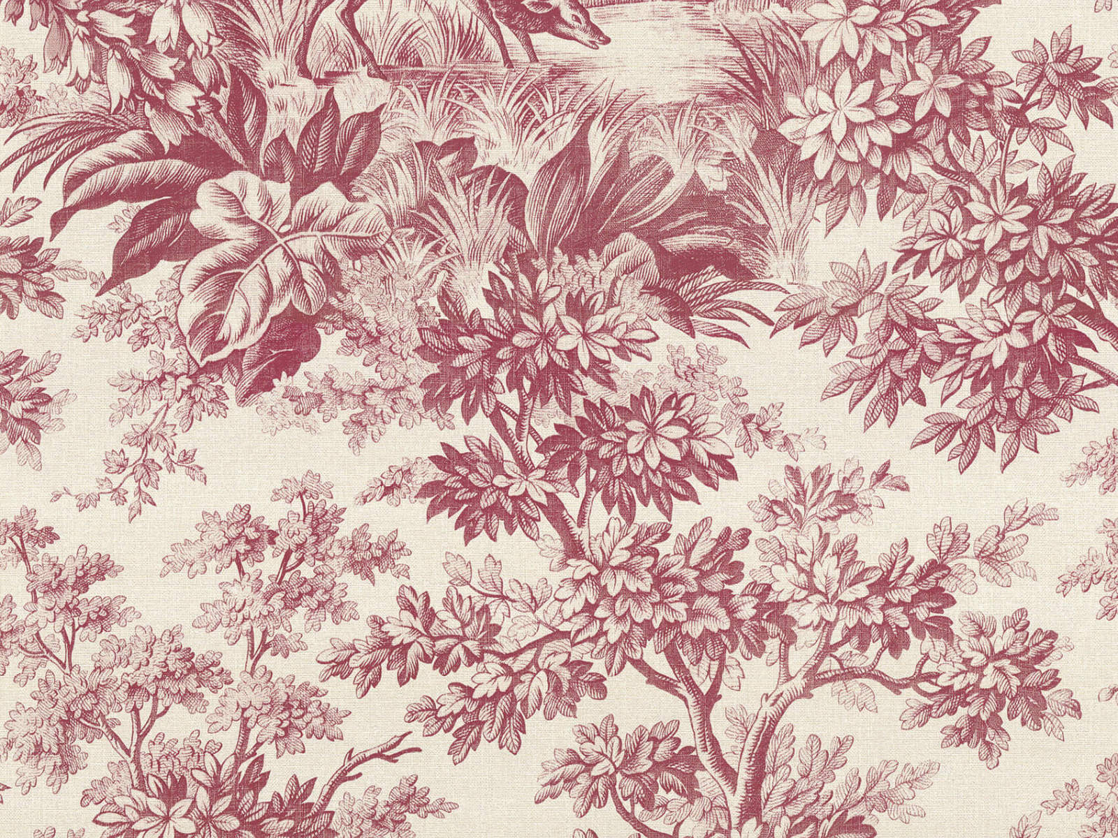 Little Greene Behang Revolution Papers Stag Toile  - Burgundy