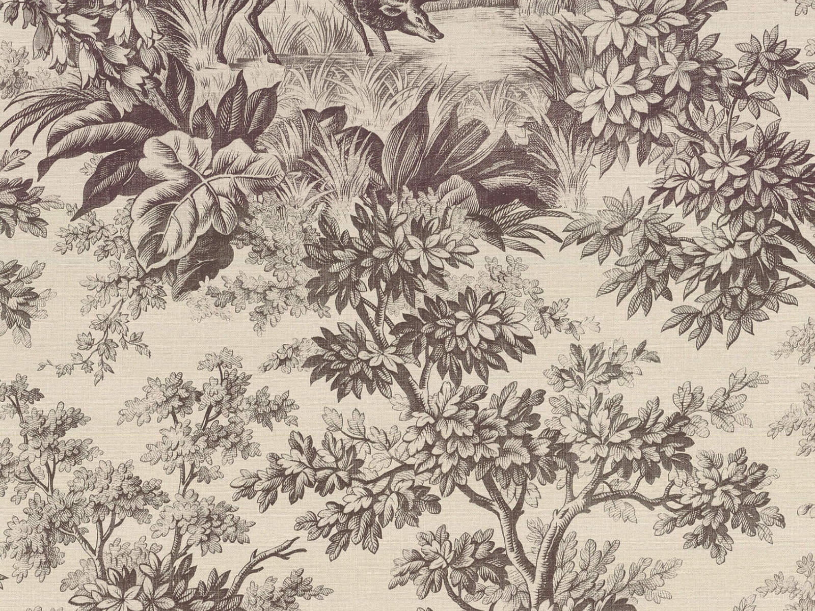 Little Greene Behang Revolution Papers Stag Toile  - Chocolat
