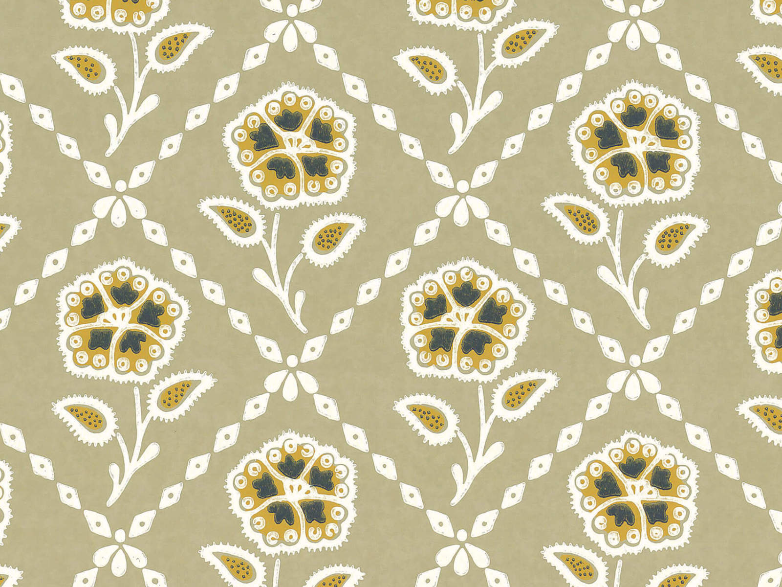 Little Greene Behang Revolution Papers Whitehall  - Moutarde