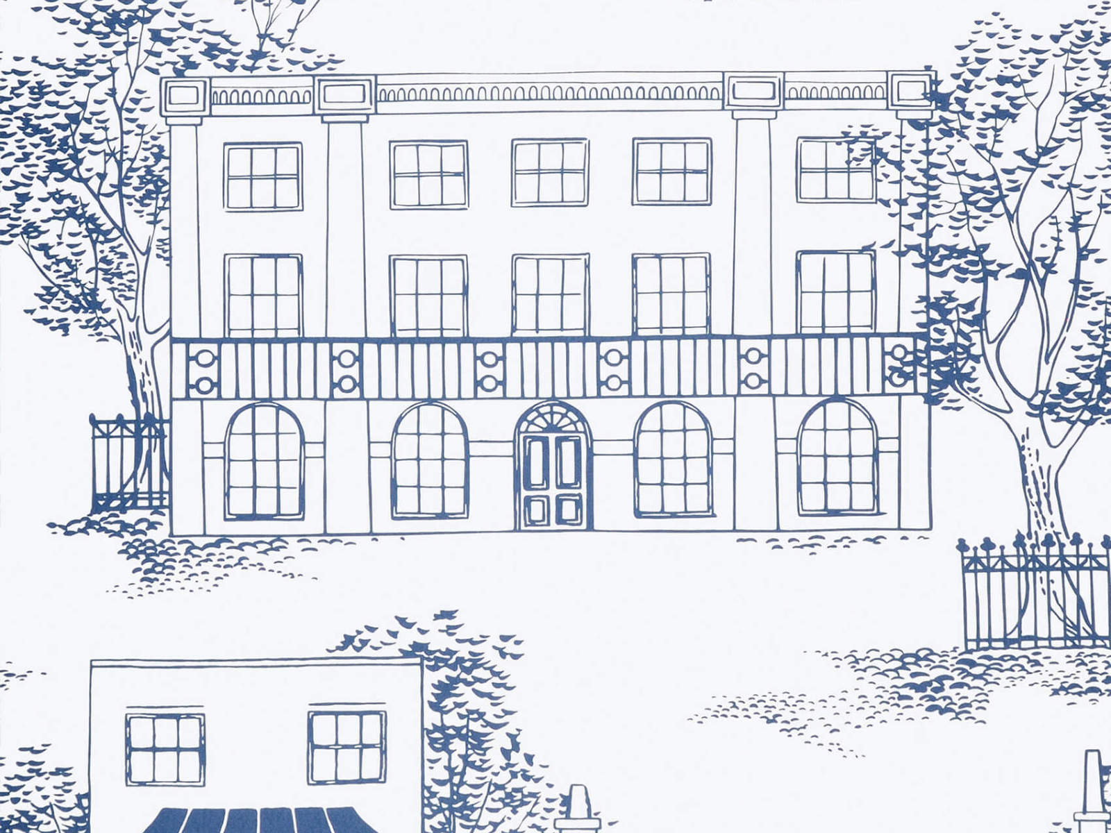 Little Greene Behang 20th Century Papers Hampstead - Mid Blue