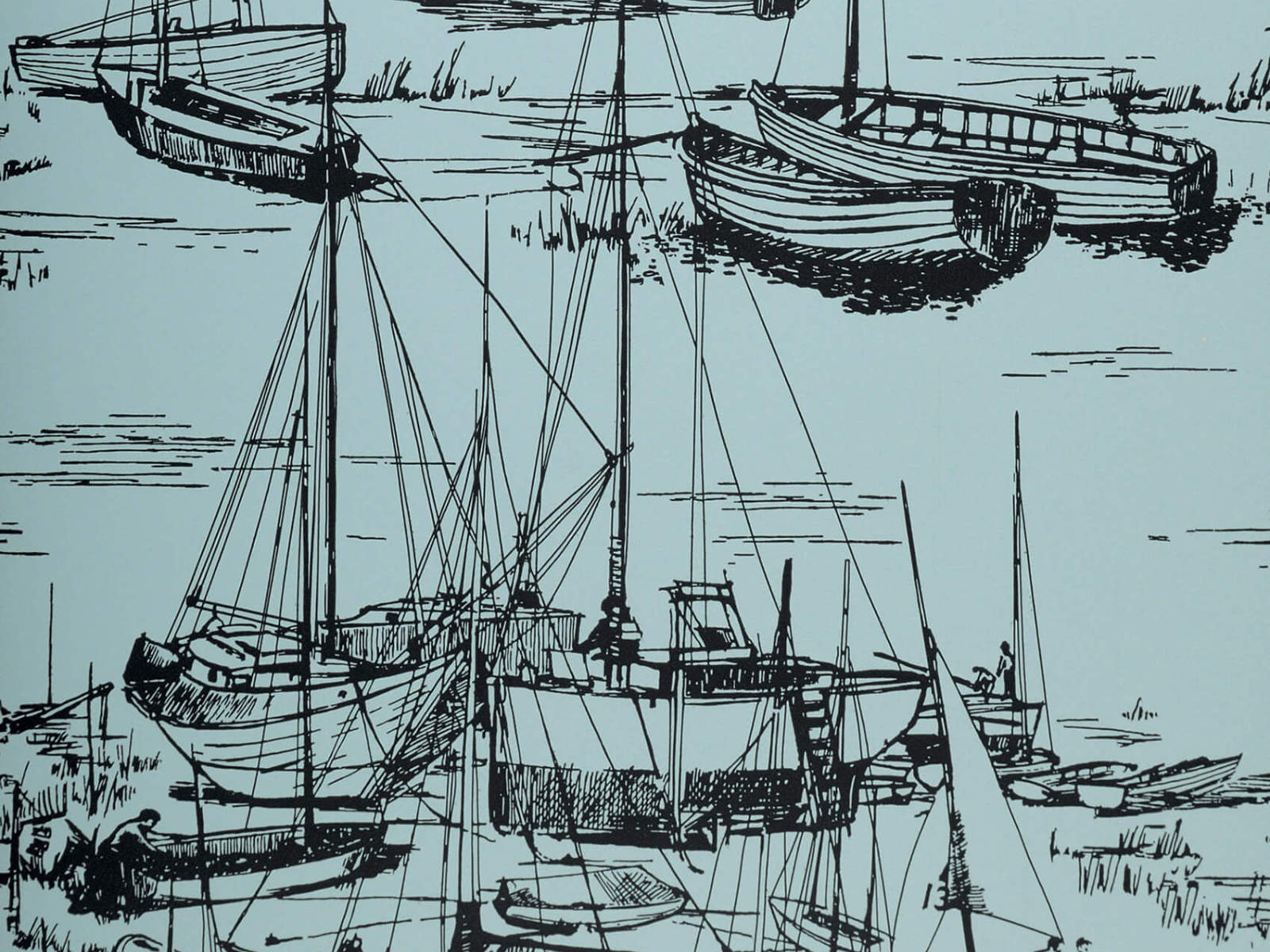 Little Greene Behang 20th Century Papers Zingara - Cerulean Sea