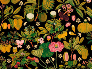 Mind The Gap Florilegium Asian Fruits And Flowers Anthracite - WP20314