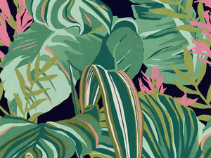 Mind The Gap Palm Springs Tropical Foliage Anthracite - WP20366