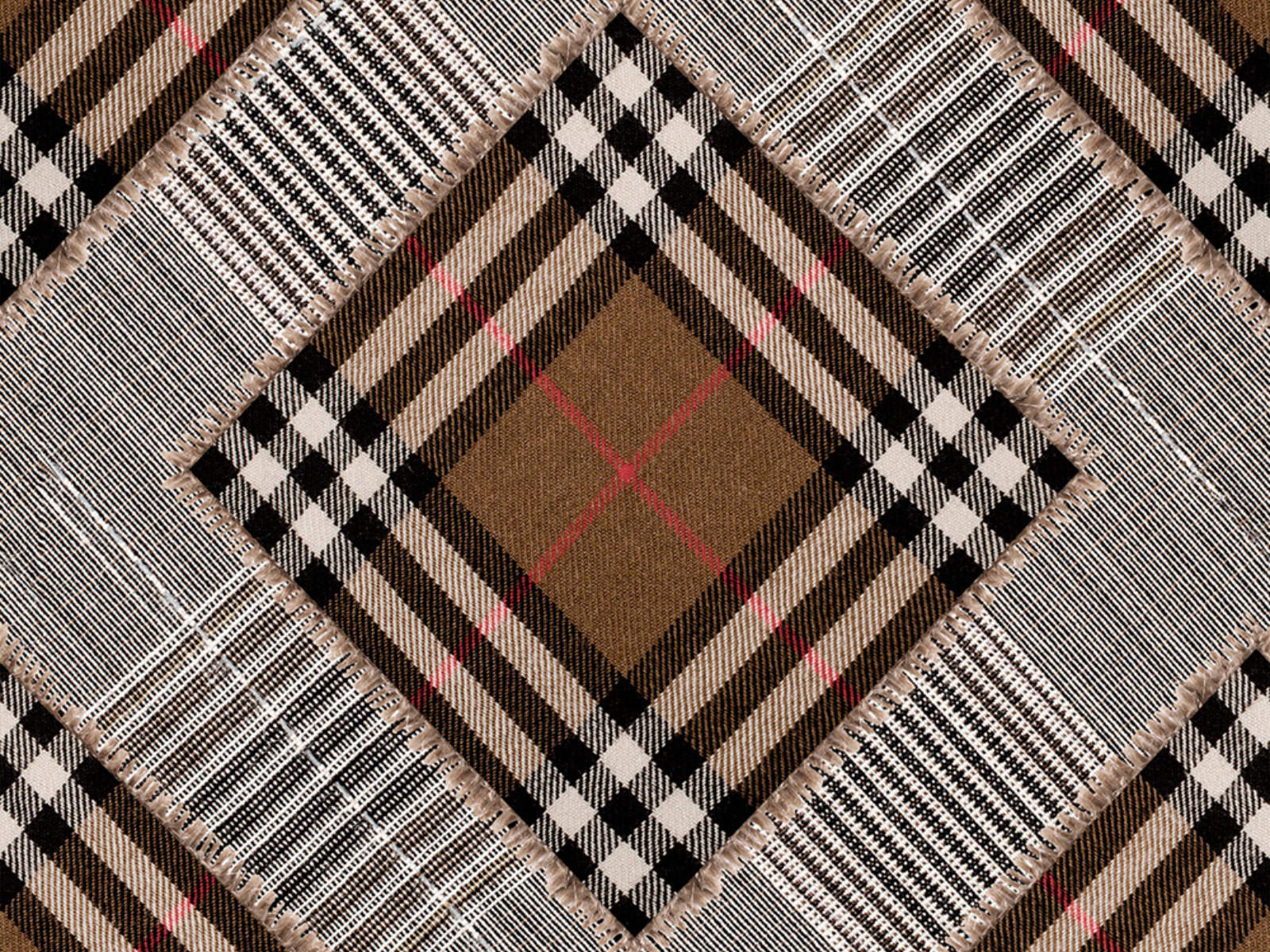 Mind The Gap World of Fabrics Checkered Patchwork Mid Brown - WP20390