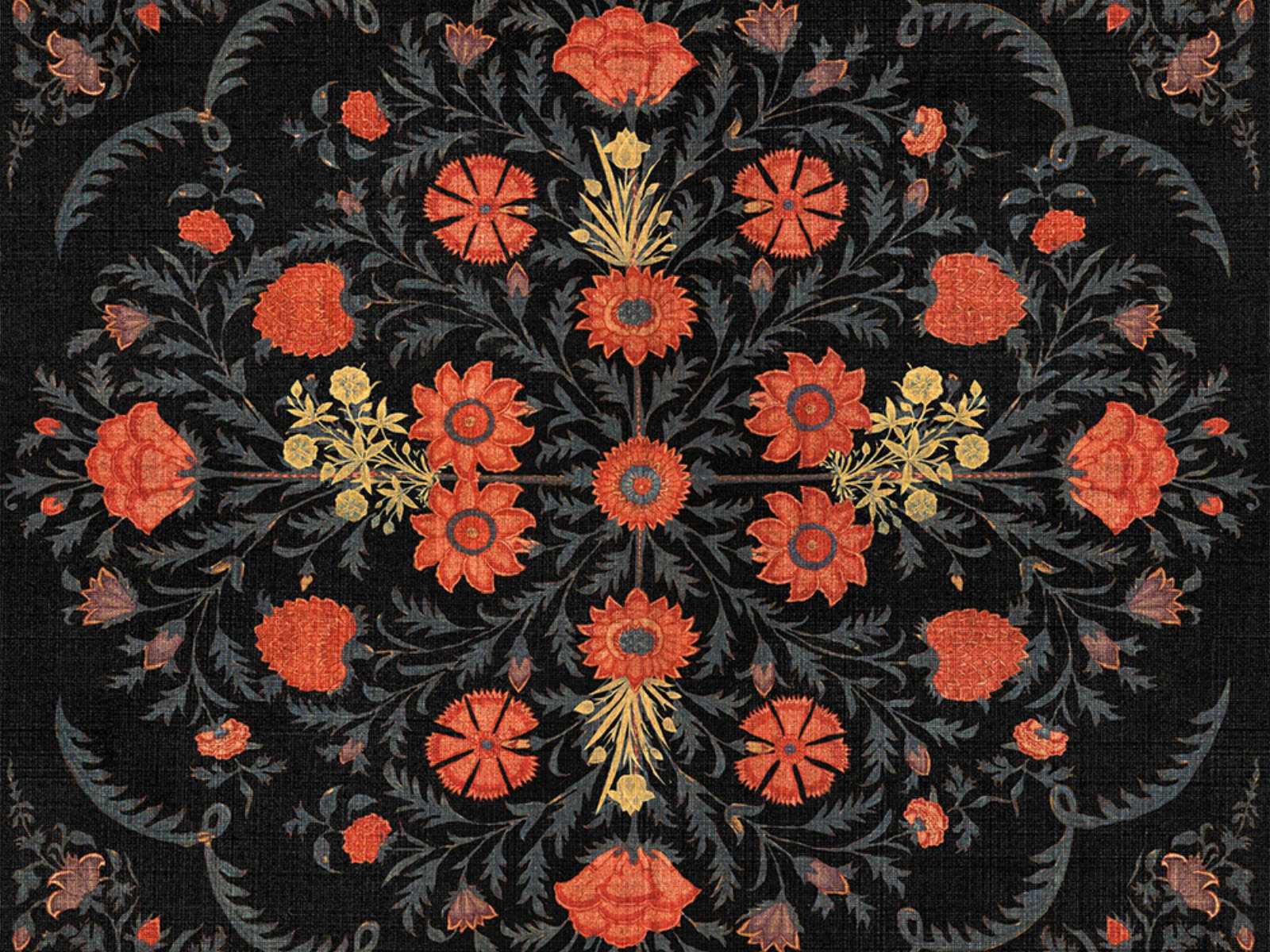Mind The Gap World of Fabrics Hindu Bloom Anthracite - WP20407