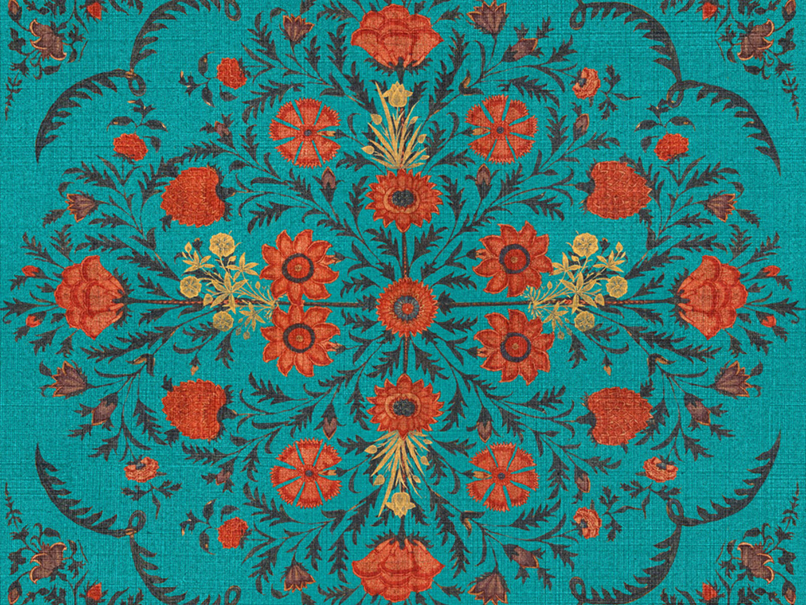 Mind The Gap World of Fabrics Hindu Bloom Topaz - WP20408