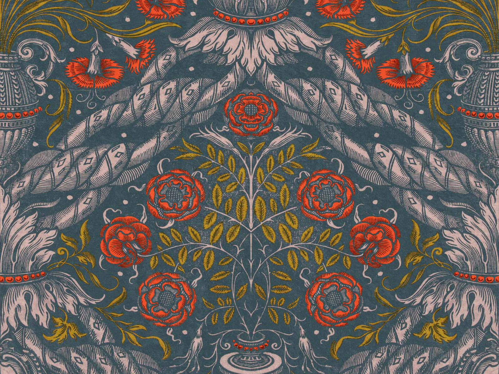 Mind The Gap Le Manoir Floral Ornament Scarlet - WP20471