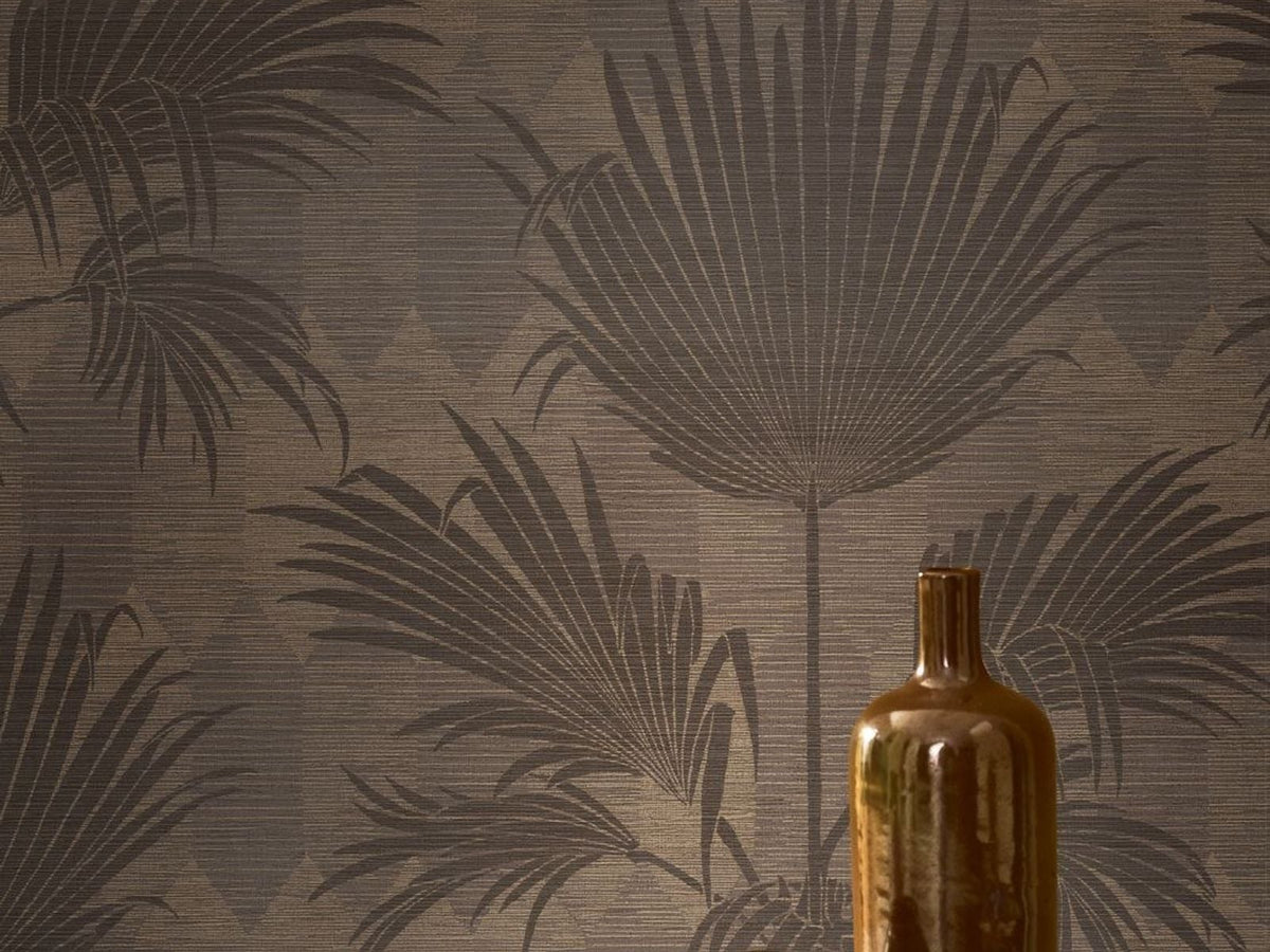 Casadeco Canopée Palmeria CANP202659999 Noir fusain behang