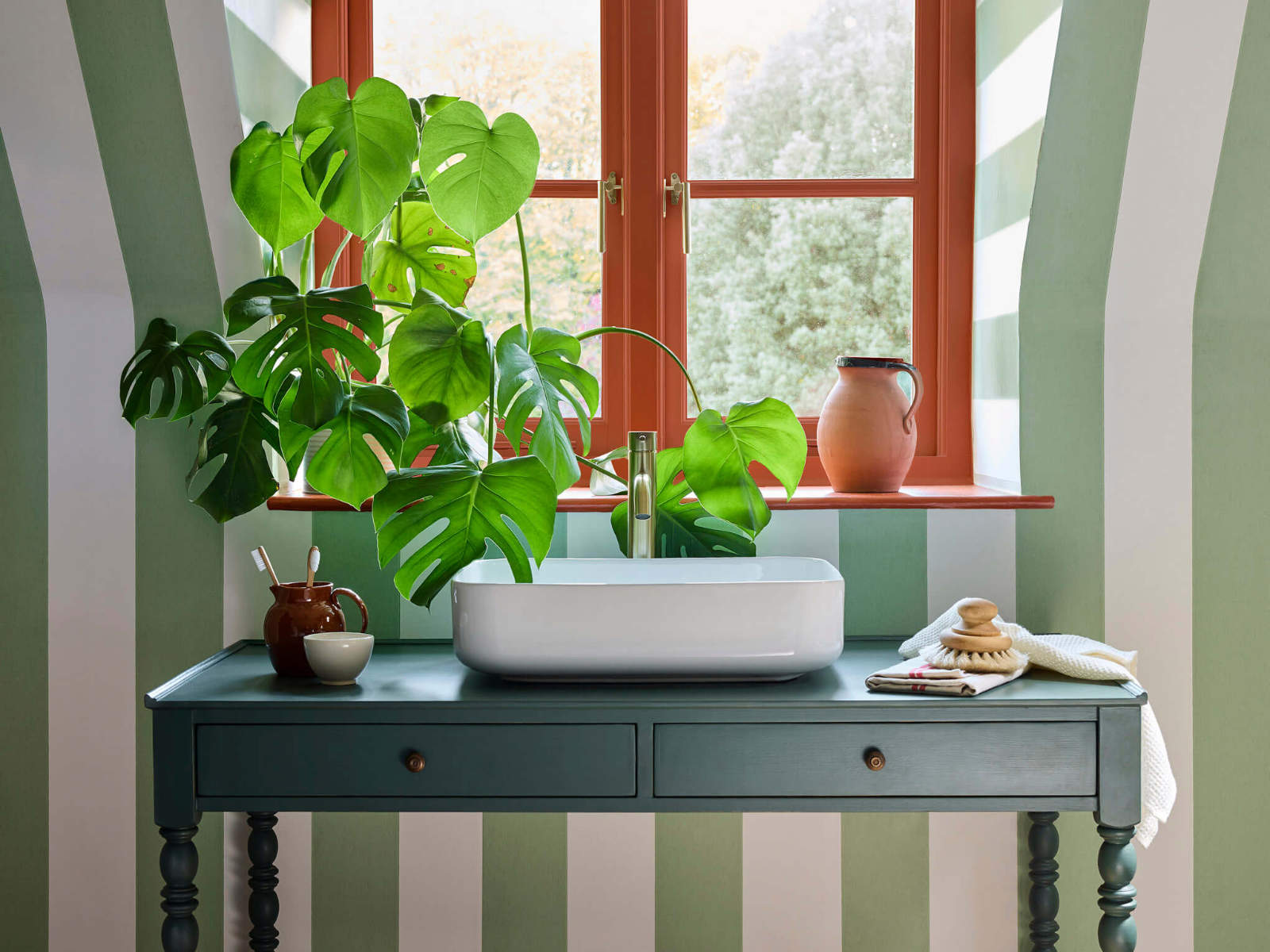 Little Greene Storybook Papers Broad Stripe Pea Green - 0231BSPEAGR