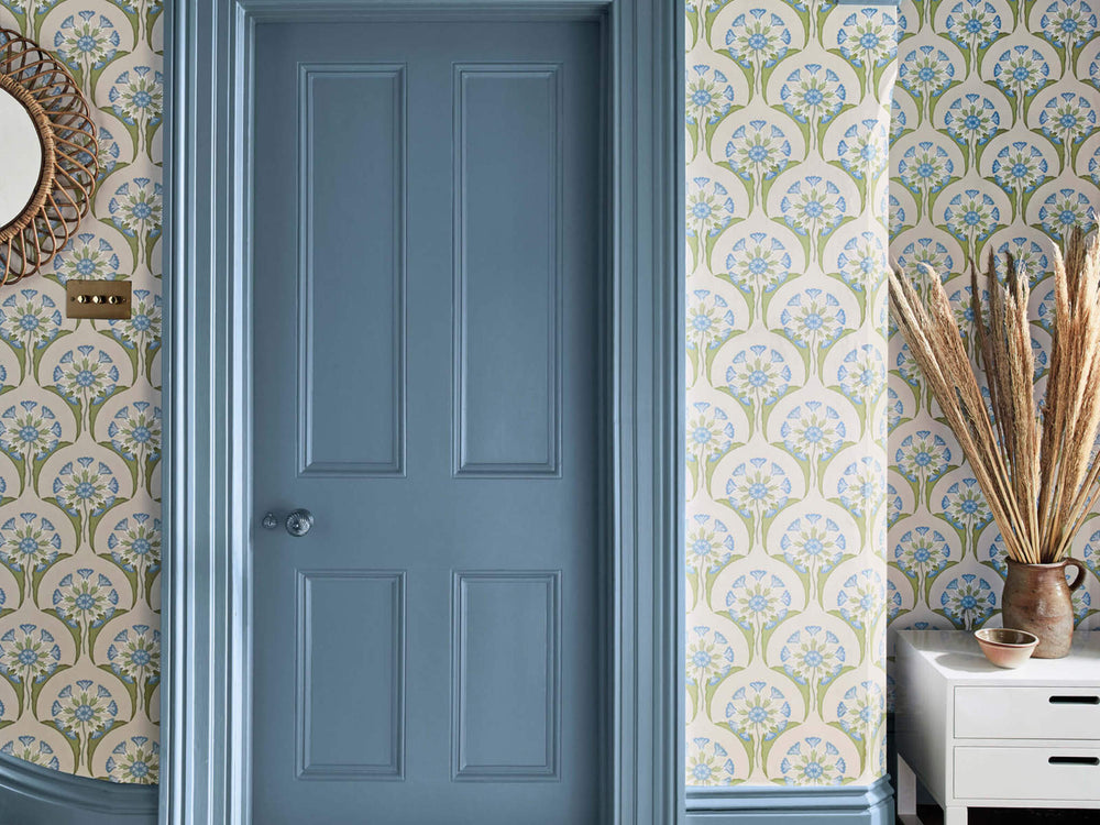 Little Greene Behang National Trust Papers Hencroft - Blue Primula