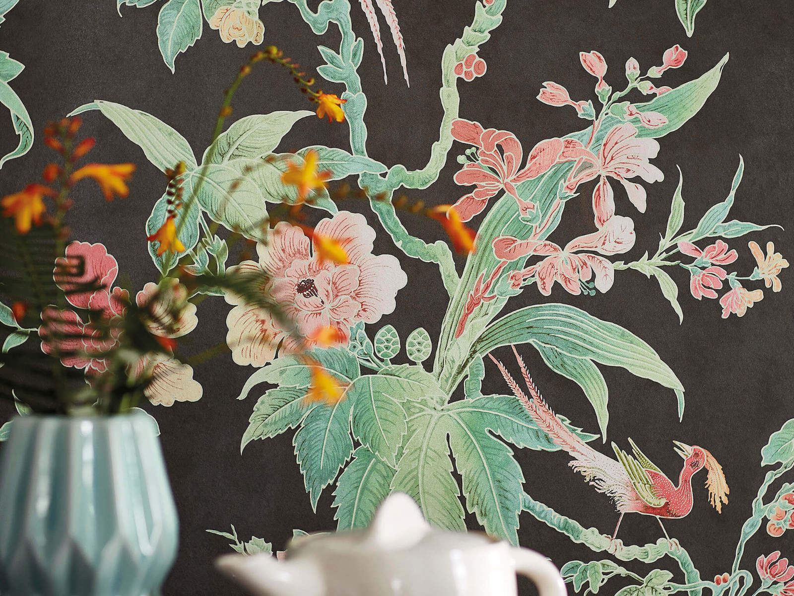 Little Greene Behang Archive Trails Paradise - Nightshade